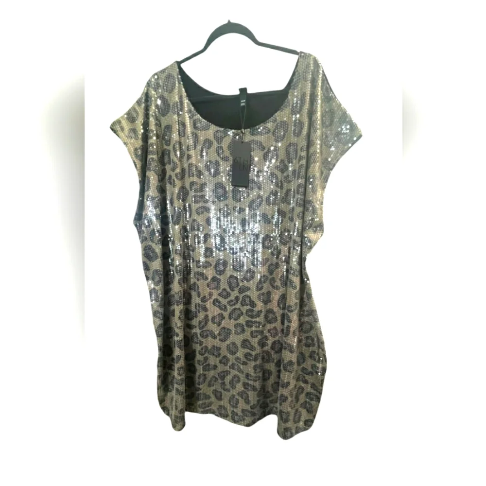 6TH & LN Leopard Print Sequined Mini Dress - Picture 4 of 8